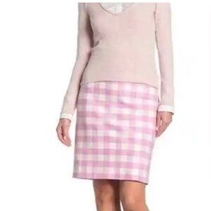 J. Crew Multicolor No. 2 Pencil In Giant Gingham Peony Pink Lavender Skirt sz 8